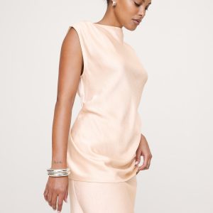 Hammered Satin Draped Top